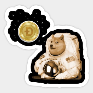 Dogecoin to the Moon Doge Astronaut and Coin Moon Sticker